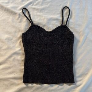 H&M Black Glittery Women's Cami crop Tank Top XS